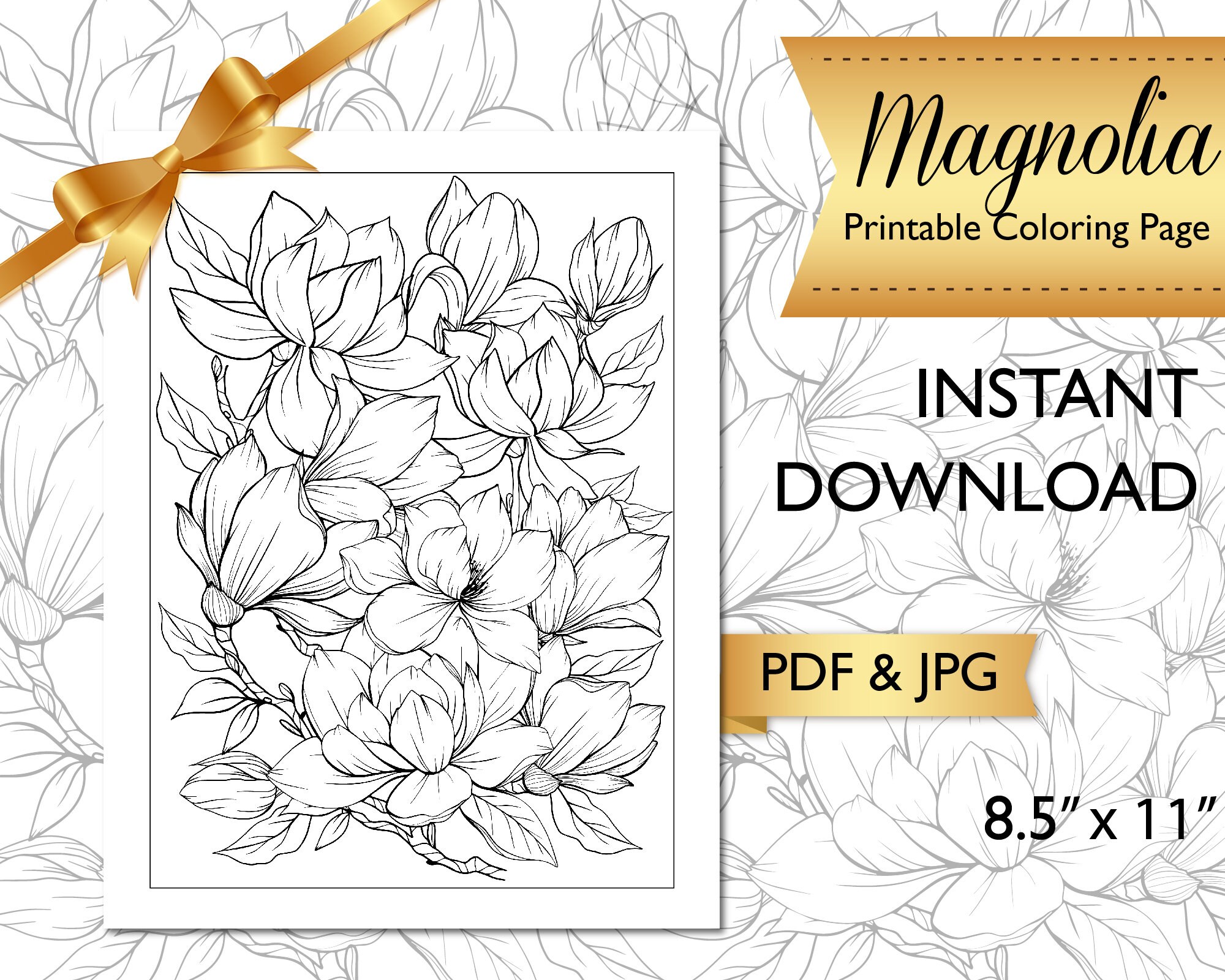 Printable Adult Coloring Page Flower Coloring Page for - Etsy