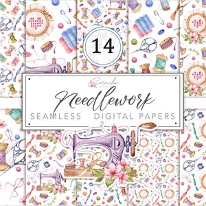 Couture imprimables, papier numérique de machine à coudre, papier sans couture de couture vintage, papier de scrapbooking avec machines à coudre et outils de couture