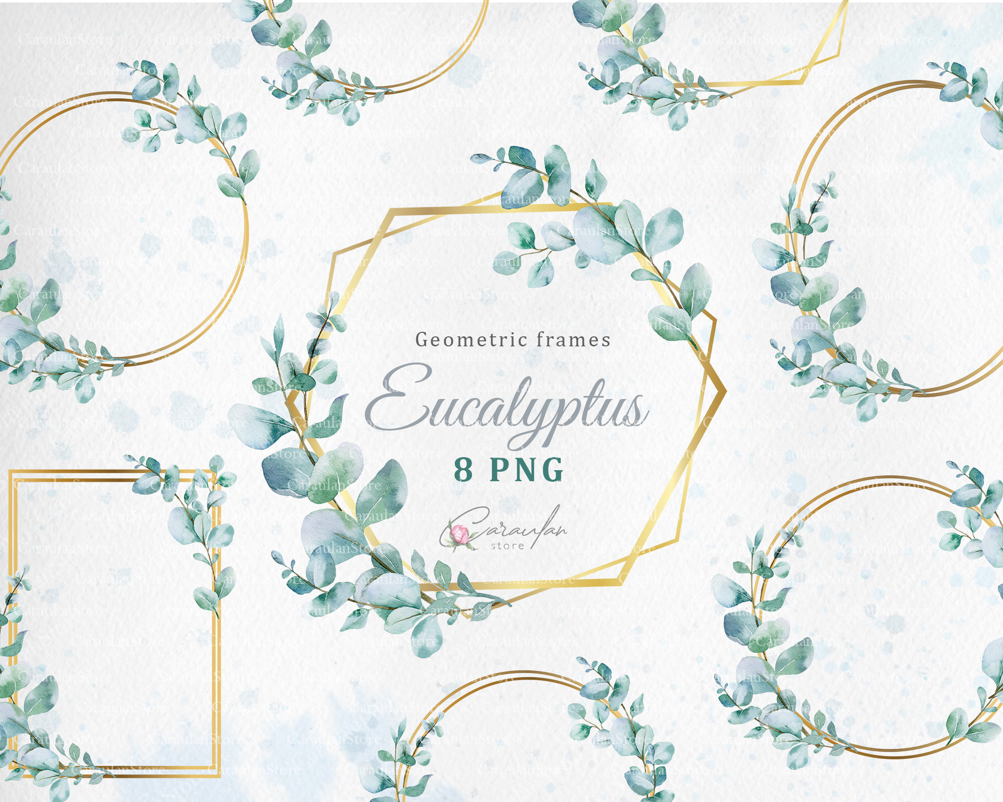 Gold Eucalyptus Frame PNG Watercolor Eucalyptus Greenery PNG - Etsy