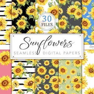 Sunflower paper, Sunflowers seamless pattern, Sunflower sublimation background, sunflowers digital paper, sunflowers printable paper