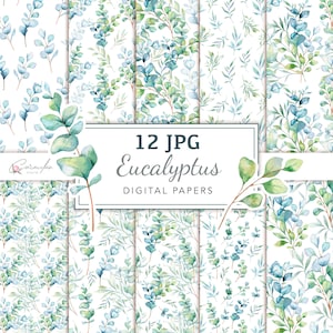Eucalyptus Seamless Pattern, Eucalyptus Greenery Digital Paper, Eucalyptus paper, Eucalyptus background, Eucalyptus  Scrapbook Paper