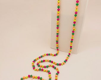 Handmade Knotted Crystal Bead Lariat Necklace – 60" Long Statement