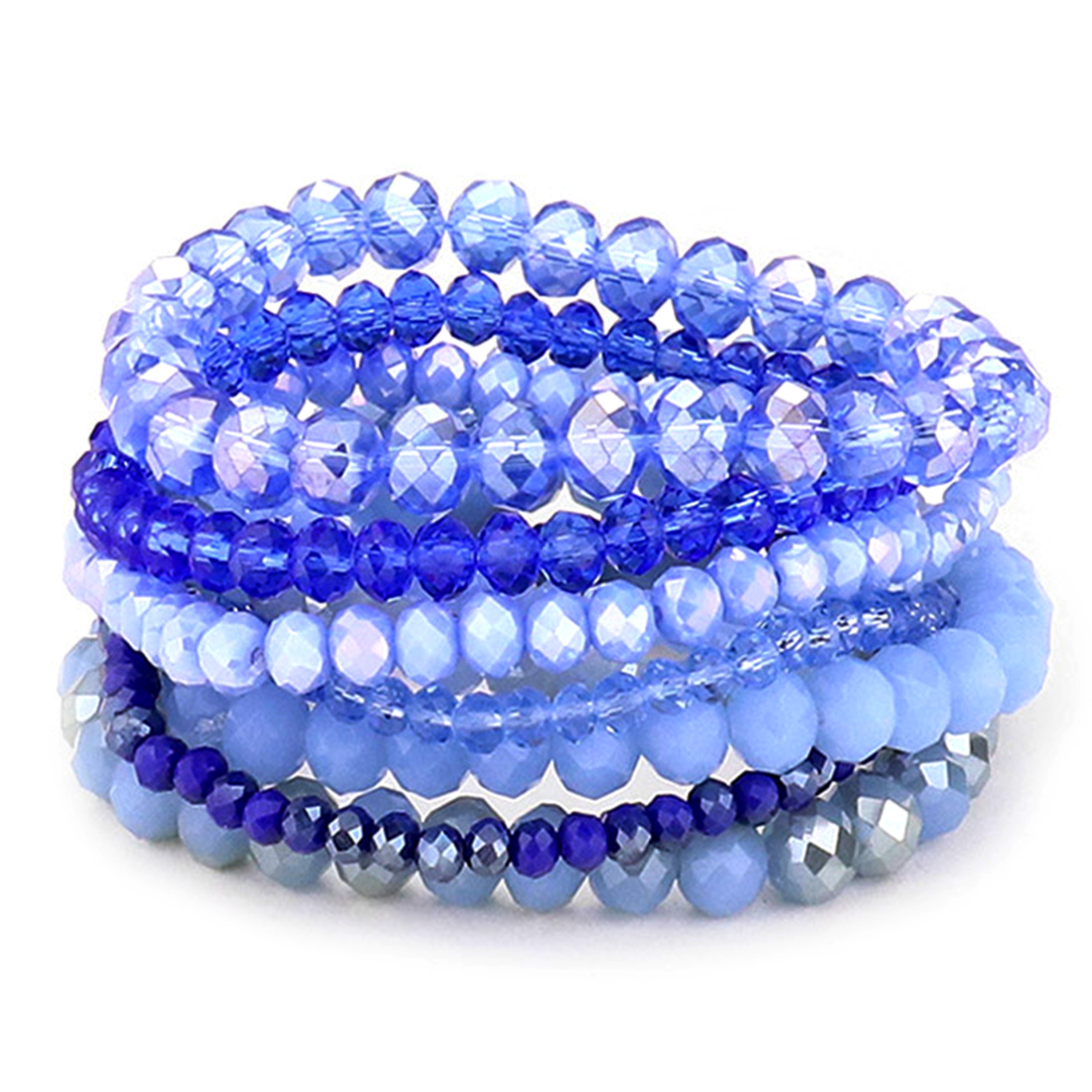 Set 3 bracciali elastici Wildwood, con perline di vetro ceco, S -... | su