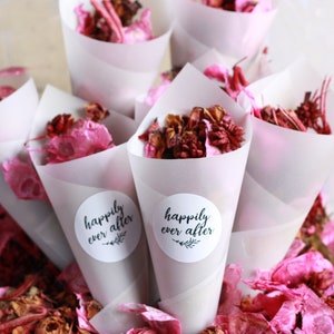 Confetti biodegradable rose petal with DIY petal cone and sticker set bulk buy, comes with personalised design
