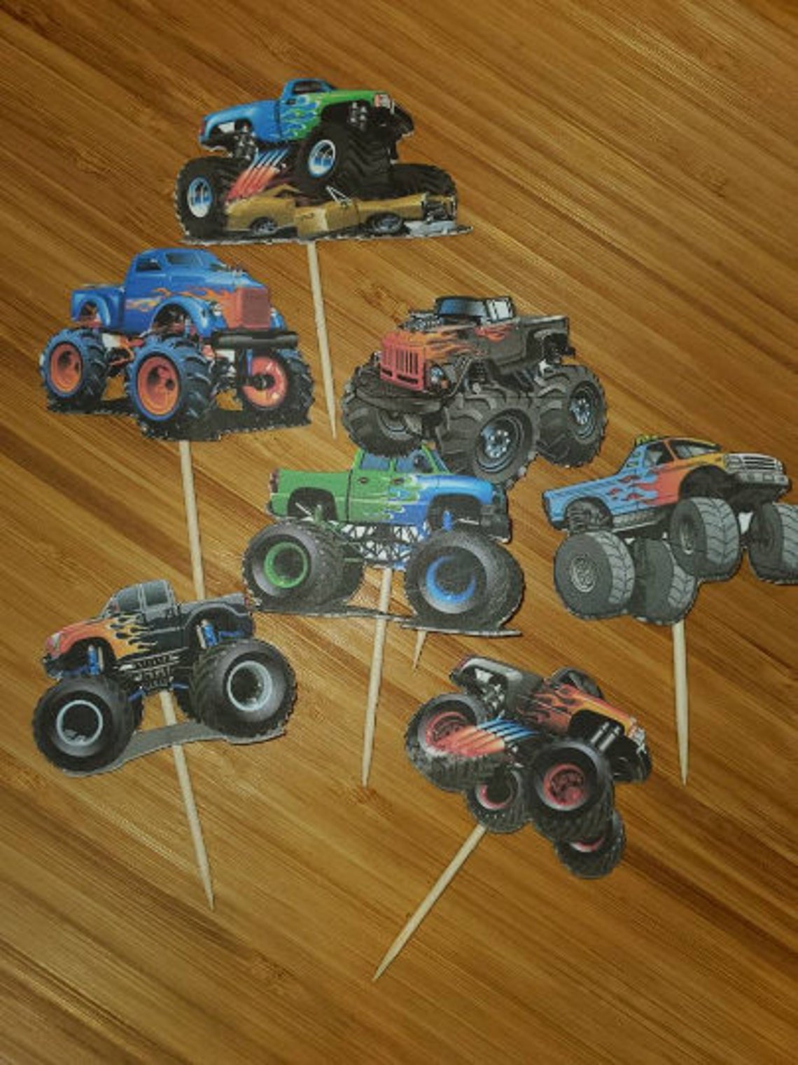 Monster Truck Cupcake Toppers Cake Toppers or Stickers Party - Etsy