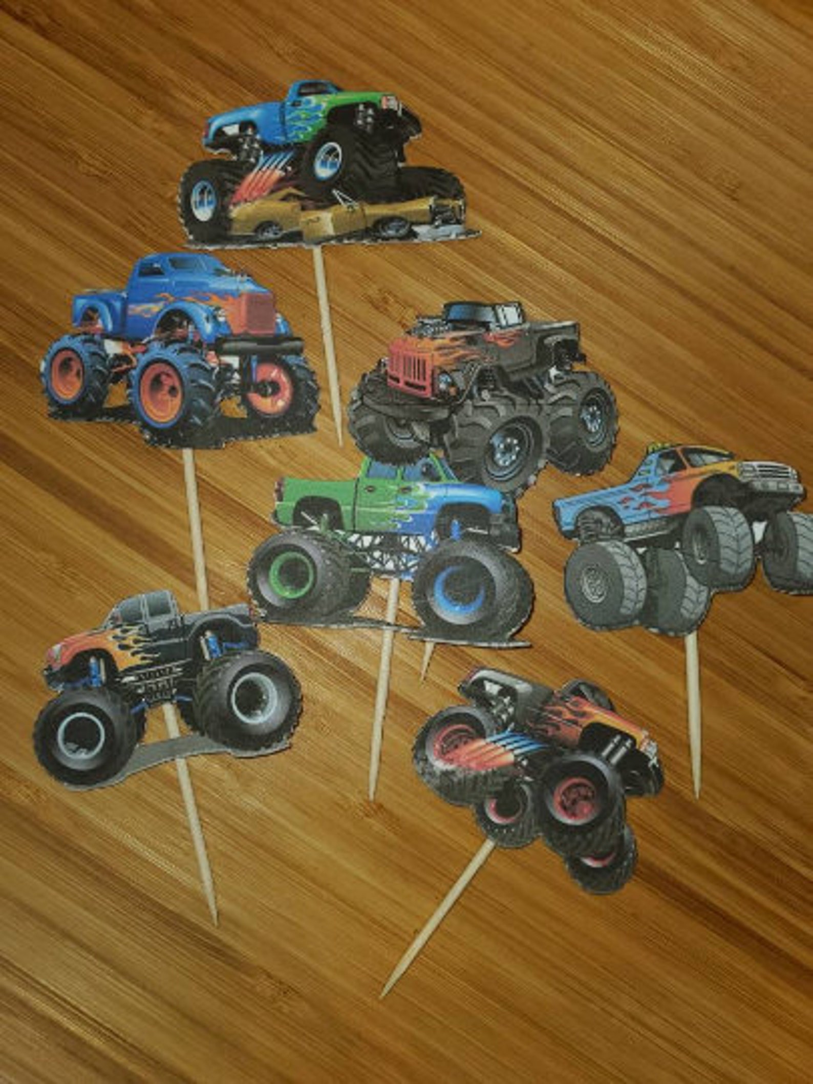 Monster Truck Cupcake toppers toppers pastel o pegatinas | Etsy