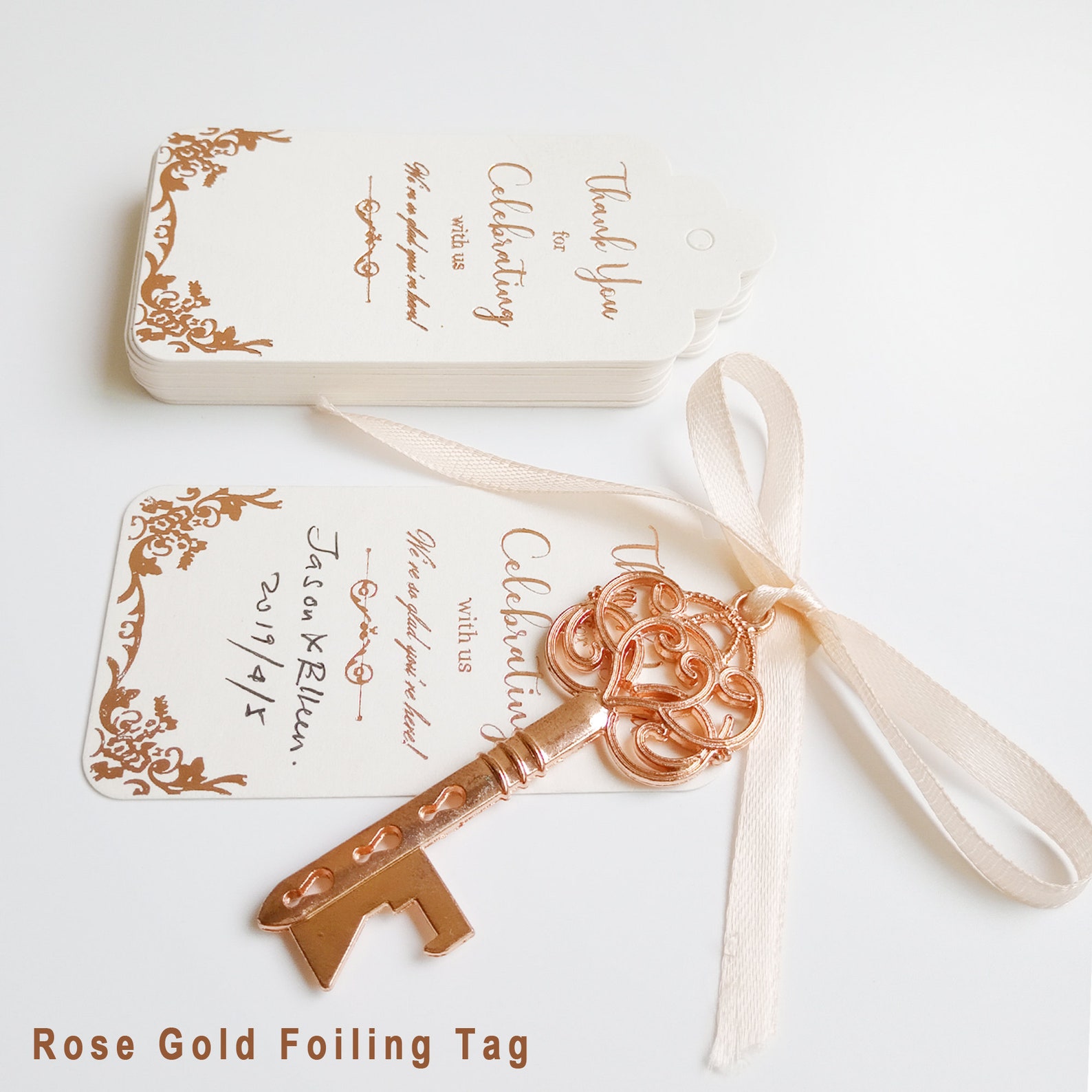 25 Rose Gold Key Bottle Opener Wedding Favor Rose Gold Foil Etsy