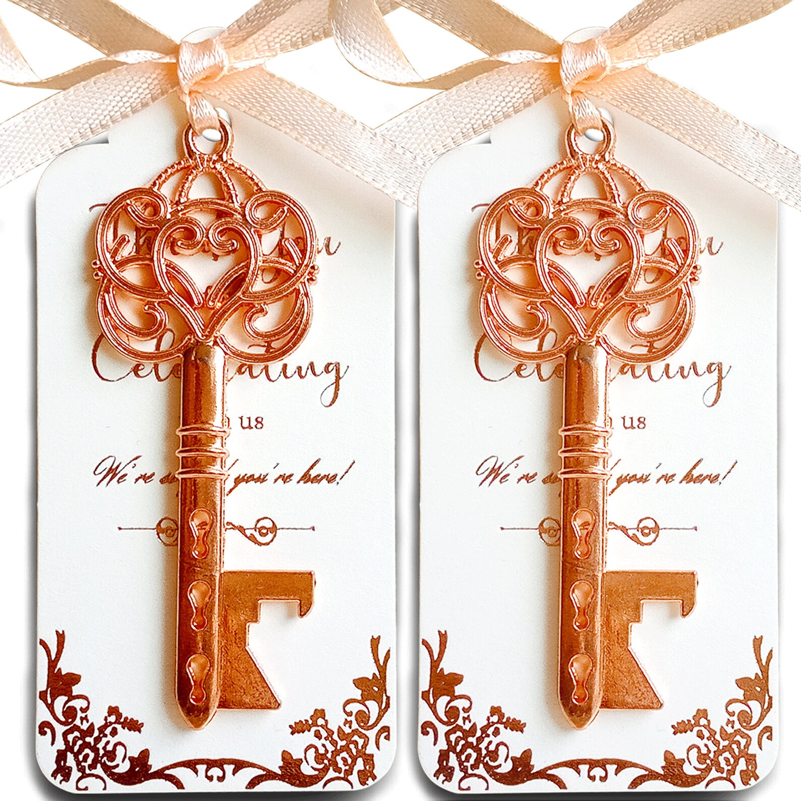 25 Rose Gold Key Bottle Opener Wedding Favor & Rose Gold Foil Etsy