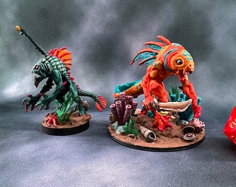 Hand Painted Dungeons and Dragons Koalinth / Merfolk Miniature