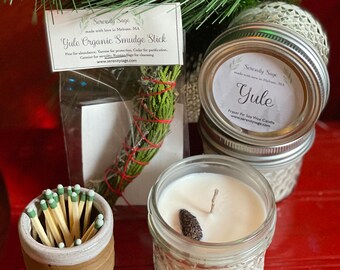 Winter Solstice smudge kit with Yuletide candle Smudge gift set