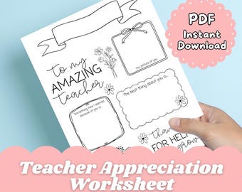 Teacher Appreciation Printable, Coloring Page, Flower, Thank You for ...