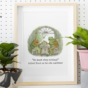 Vintage-Inspired Frog And Toad Satin Posters, Ideal Friends Gift, Arnold Lobel Art Print, Frog Wall Decor, Frog Art, Stop Eating