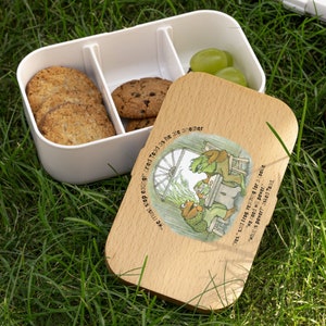 Frog and Toad Bento Lunch Box With Wooden Cover, Frog and Toad Gift, Teacher Gift, Gift for Friend, Book Lover Gift, Student Gift