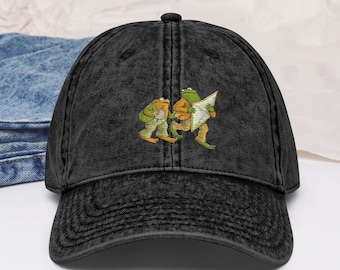Frog And Toad Vintage Cotton Twill Cap, meme Cottagecore Aesthetic, Gift for friend, Vintage Book Unisex Cap, Cute Frog Cap