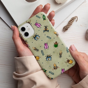 Bugs Phone Case for iPhone 14 Plus, 14 Pro Max, 13 Pro Max, 12 Mini, 11, Xr, X, Aesthetic Bugs, Cottagecore Iphone Case, Beetles Phone Cover