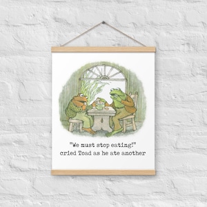 Vintage Frog And Toad Posters with Wood Hangers, Ideal Friends Gift, Arnold Lobel Art Print, Frog Wall Decor, Frog Art, Light Academia Decor