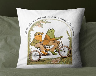 Frog and Toad Pillow Cover, Cottagecore Book Lover Gift