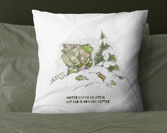 Frog And Toad Winter Pillow, Christmas Book Lover Gift, Gift for friend, Vintage Classic Book Pillow Cover, Frog And Toad New Year Gift