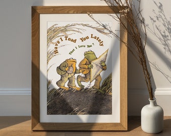 Vintage-Inspired Frog And Toad Valentine Day Satin Posters, Friends Gift, LGBT Pride, Frog Wall Decor, Frog Art, Light Academia Decor