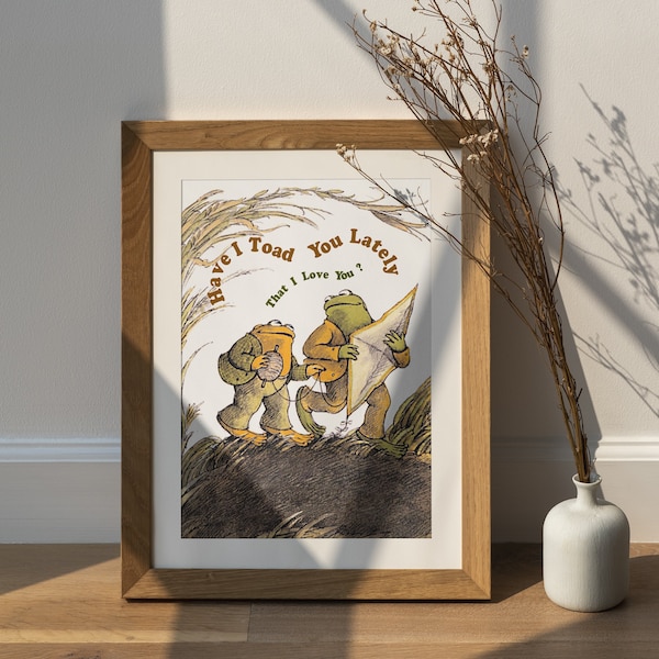 Vintage-Inspired Frog And Toad Valentine Day Satin Posters, Friends Gift, LGBT Pride, Frog Wall Decor, Frog Art, Light Academia Decor