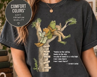 Frog and Toad Reading Shirt, Comfort Colors Book Lover Tee, Classic Book Graphic T-Shirt