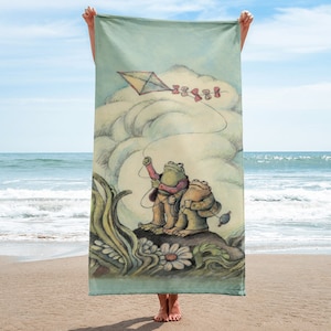 Beach Towels, Frog and Toad Towels, Aesthetic Book Illustration Towel, Reading Lovers Gift, Art Towel, Summer Gift, Best Friend Gift