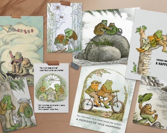 Set of Vintage-Inspired Frog And Toad Posters, Ideal Friends Gift, Arnold Lobel Art Print, Frog Wall Decor, Frog Art, Multiple Prints