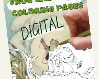 Digital Vintage-Inspired Frog And Toad Coloring Book, Arnold Lobel Coloring Pages, Frog Coloring Pages, Book Lover Gift, Digital Download