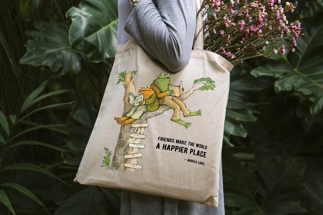 Tote Bag In Tela Con Stampa Rana E Rospo – Regalo Fan Frog & Toad – Merchandising Cottagecore - 4
