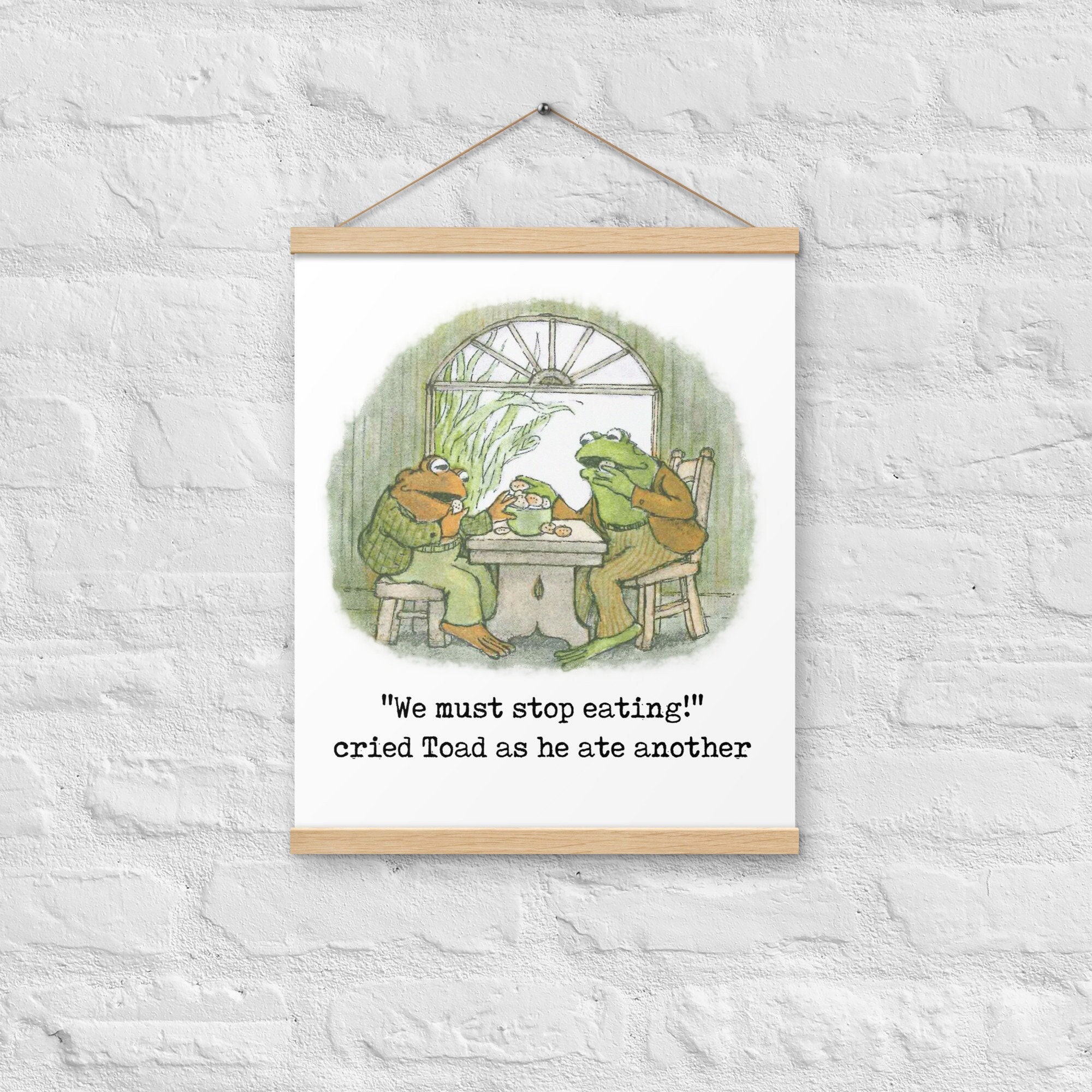 Vintage Frog And Toad Posters with Wood Hangers, Ideal Friends Gift, Arnold Lobel Art Print, Frog Wall Decor, Frog Art, Light Academia Decor