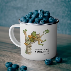 Enamel Frog and Toad Camping Mug, Frog and Toad Gift, Frog Lover Gift, Teacher Gift, Friend Gift, Frog Mug, Book Lover Gift, Camping Gift