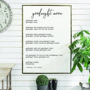 goodnight moon | flat canvas wall art | minimalist farmhouse design | home décor sign| nursery |  boy girl child Room | Ready to Frame