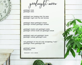 goodnight moon | flat canvas wall art | minimalist farmhouse design | home décor sign| nursery |  boy girl child Room | Ready to Frame