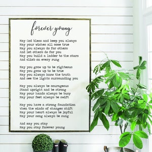 forever young | flat canvas wall art | minimalist farmhouse design | home décor sign | inspirational | classroom | Ready to Frame