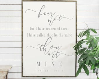 i have redeemed thee | isaiah 43:1 | flat canvas wall art | home sign | customized gift | bible scripture | Ready to Frame