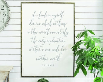 made for another world | flat canvas wall art | minimalist farmhouse design | home décor sign | inspirational | C. S. Lewis | Ready to Frame