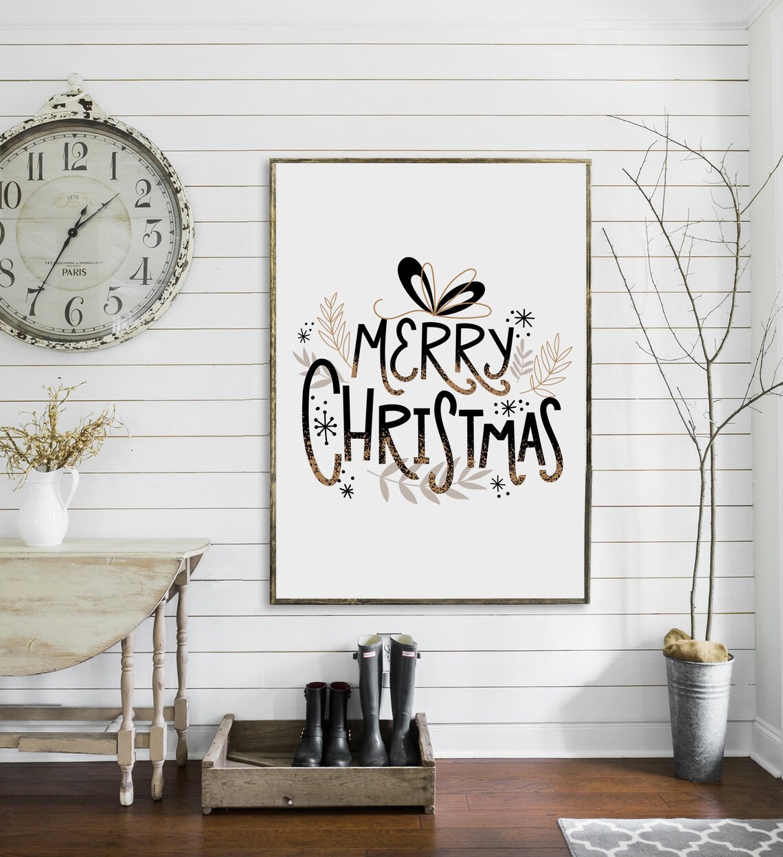Gold merry christmas sign front room living room entry Etsy