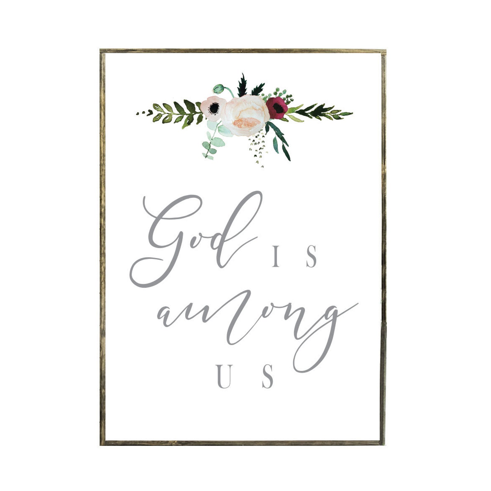 God is among us living front room floral design flat Etsy