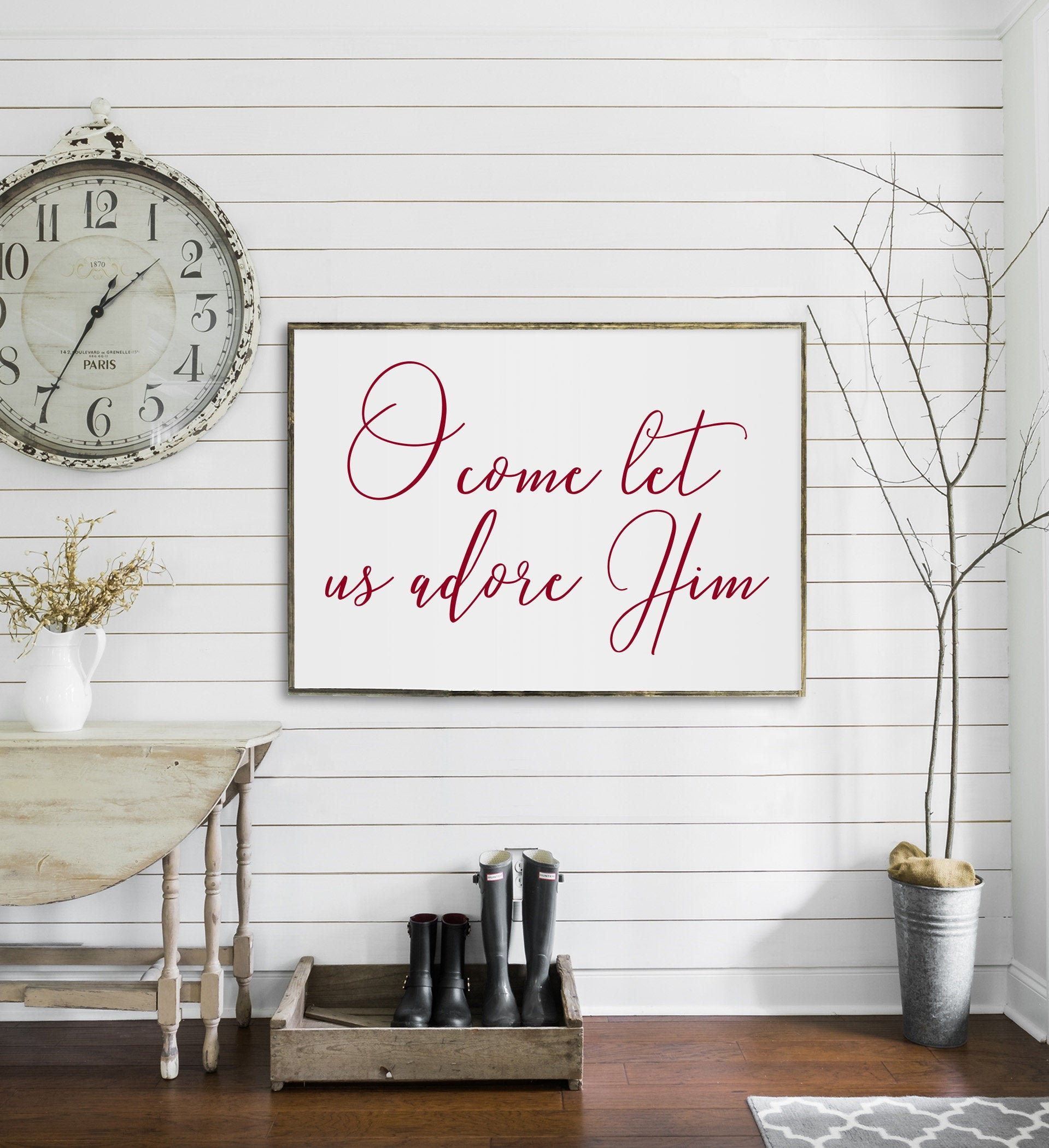 O come let us adore him flat canvas wall art minimalist Etsy
