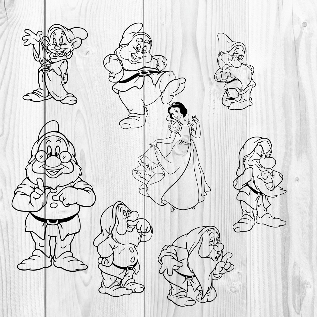 Download Snow White And The Seven Dwarfs Disney Graphics Svg Dxf Eps Etsy