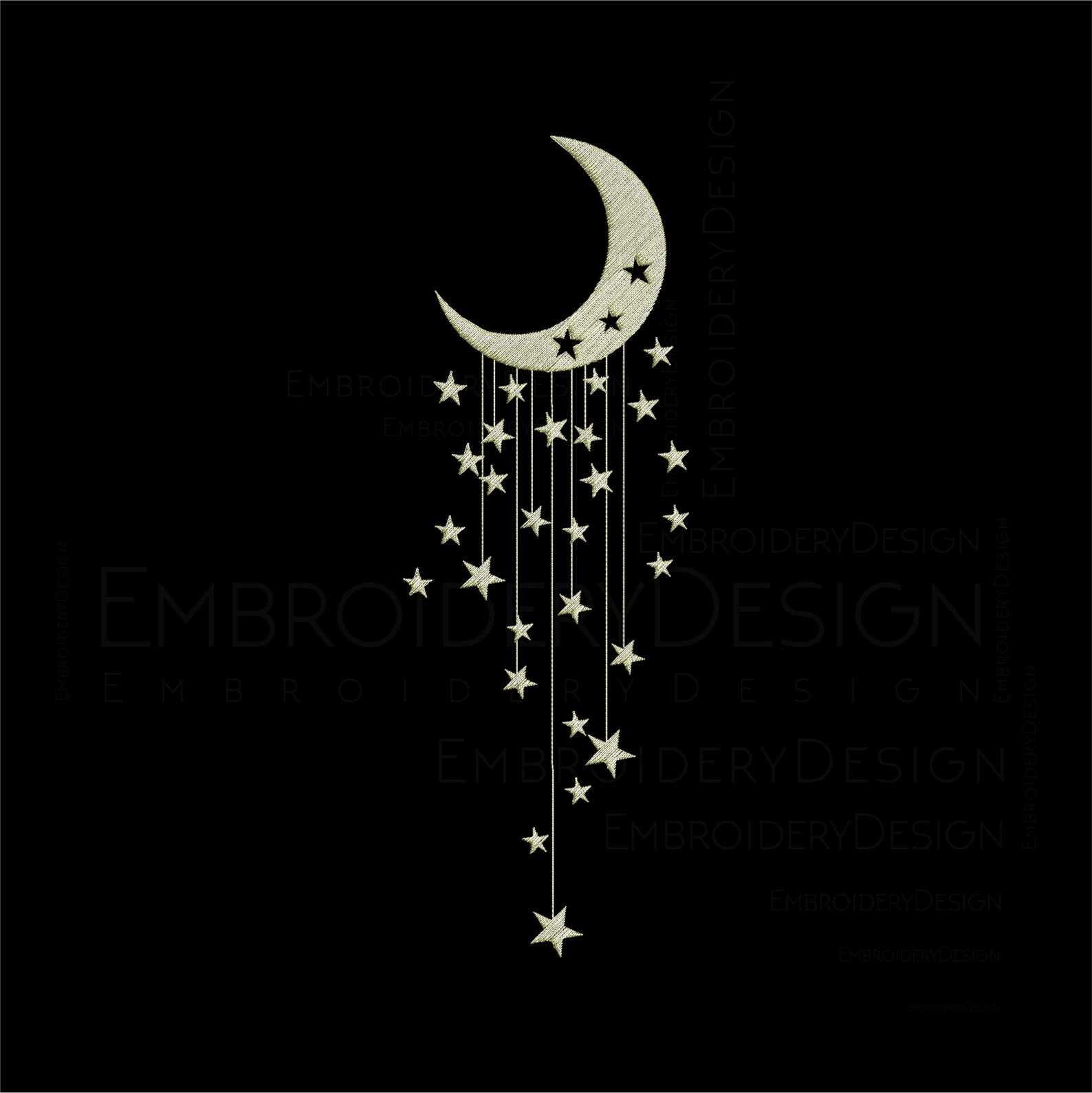 Adele Navy Moon & Star Embroidery