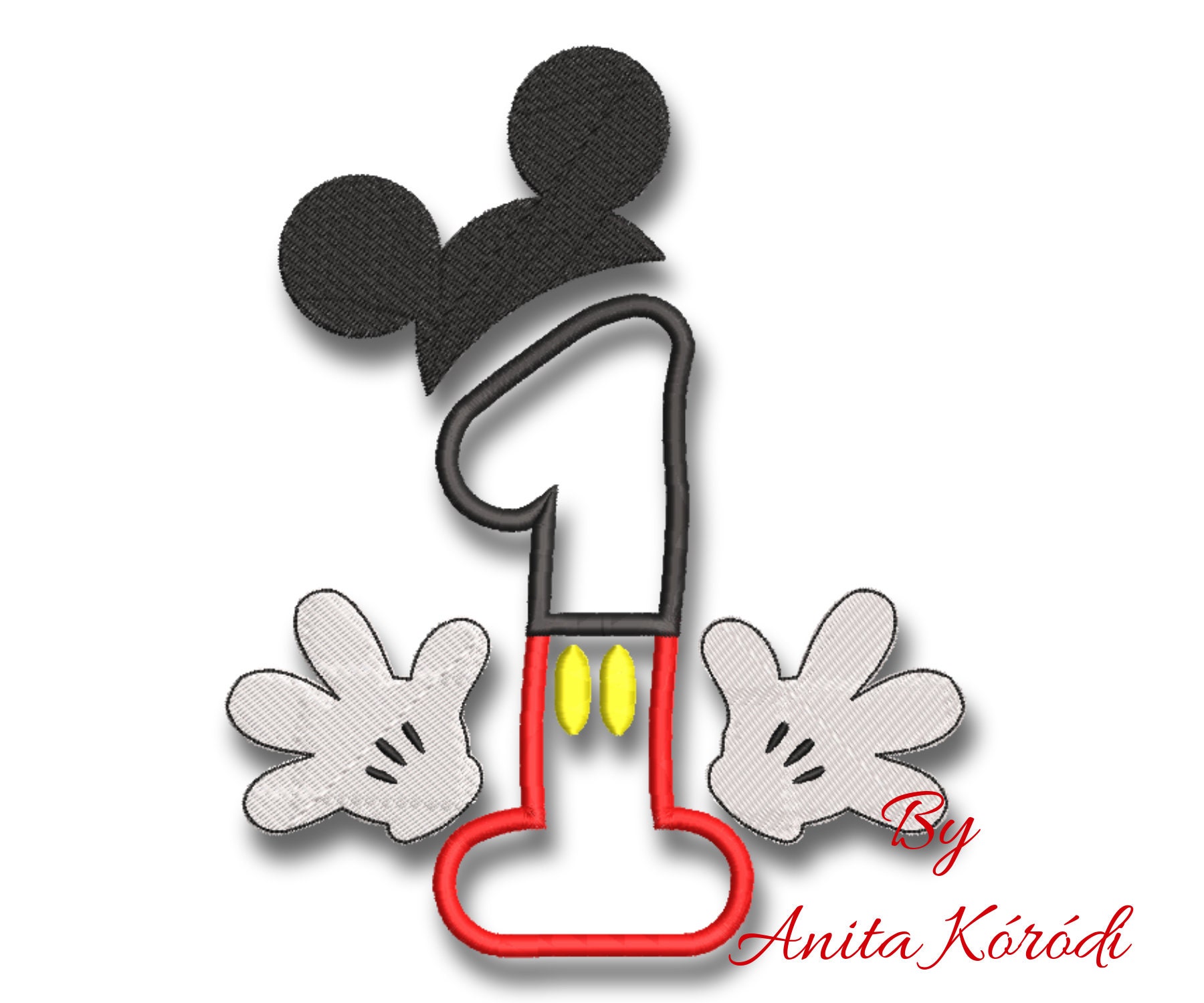 Number 1 Birthday Mickey Mouse Machine Embroidery Applique | Etsy