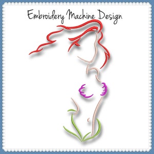 Ariel Embroidery Machine Design Outline Pes pattern Instant download Little mermaid
