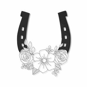 Floral Horseshoe Embroidery Machine Designs Instant Digital Download Pes File