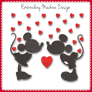 Minnie and Mouse Embroidery Machine Designs Love Heart Instant Digital Download Pes File