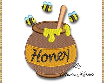 Winnie The Pooh Honey Pot Embroidery Machine Design Pes File pattern digital download
