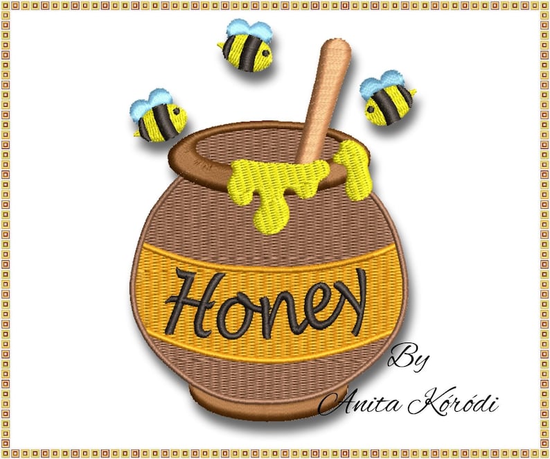 Winnie the Pooh Honey Pot Embroidery Machine Design Pes File Etsy UK
