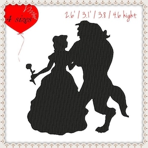 Bellezza e la bestia ricamo macchina design silhouette modello Digital Download PES file
