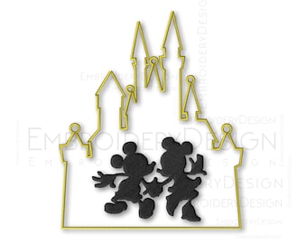 Mickey and Minnie Mouse Castle Embroidery Design: Love Heart (Digital Download)