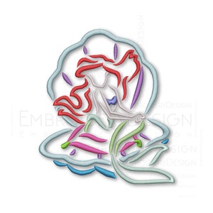 Little Mermaid Ariel Embroidery Machine Designs Instant Digital Download Pes File